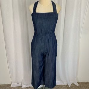 Club Monaco Chambray denim halter jumpsuit